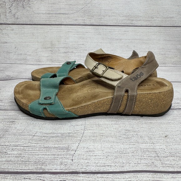 Taos Womens US 6 6.5 EUR 37 Leather Cork Comfort Adjustable Strap Sandals - Picture 1 of 6